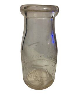 Isaly's Half Pint Embossed Milk Bottle Youngstown Ohio Vintage Dairy Glass